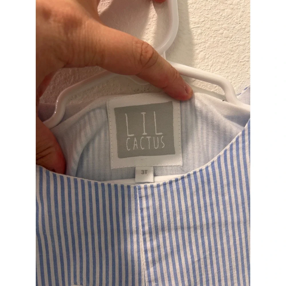 Lil Cactus Boys Blue Seersucker Bunny Carrot Easter Romper Shortall 3T‎